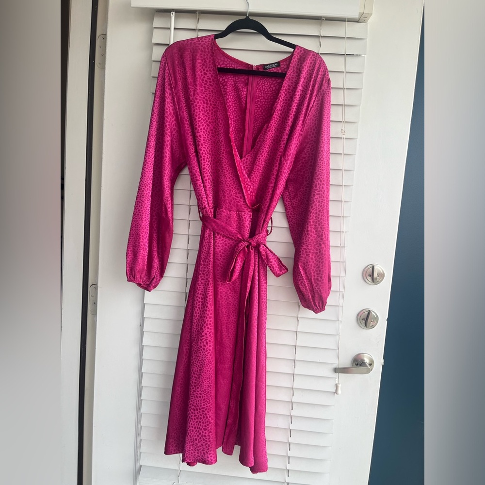 Plus Midi Leopard Satin Dress